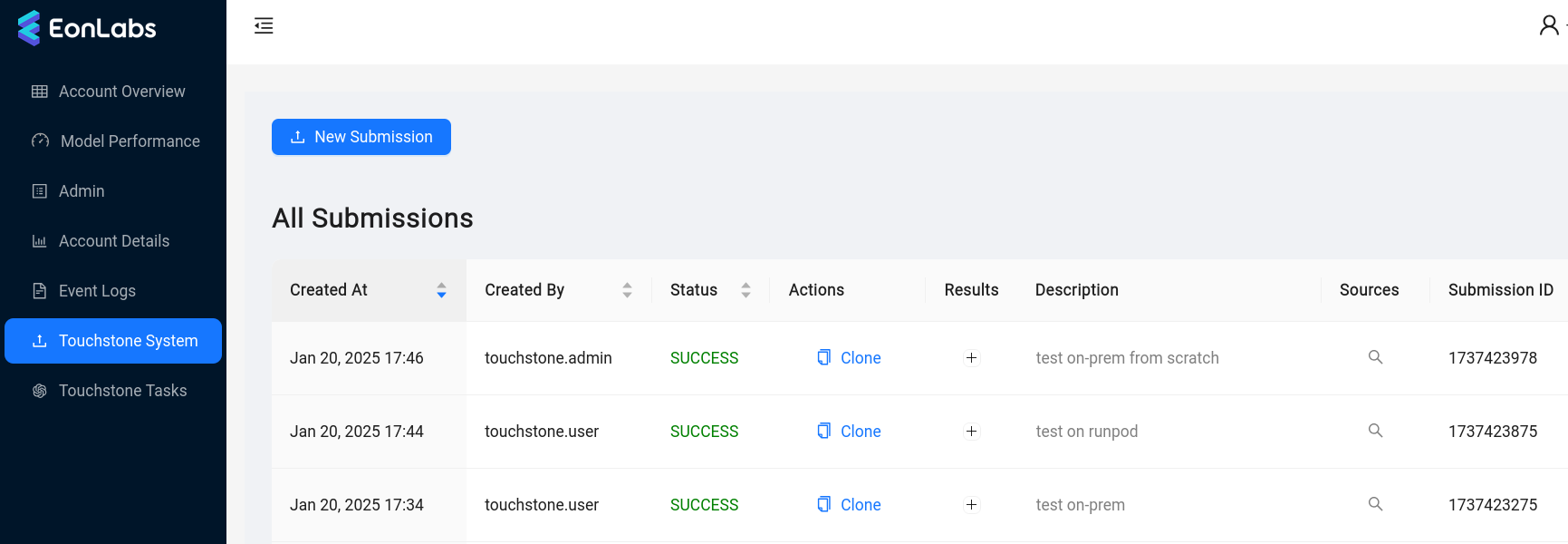 Touchstone System page