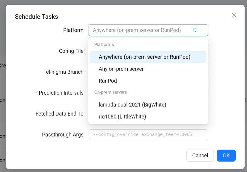 Selecting the platform